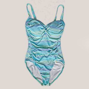 SUNSEEKER Green + Blue Geometric One Piece Swimsuit